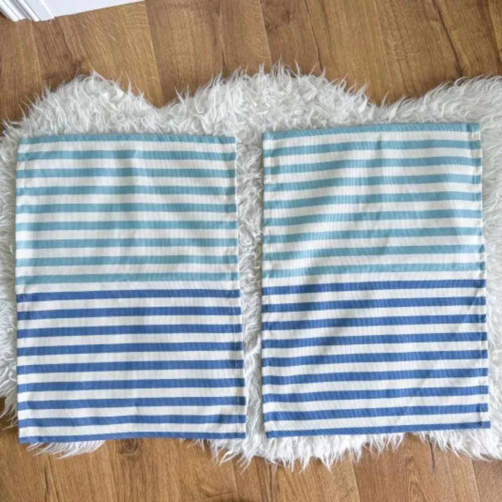 NWT! Katie Kime Blue Acqua Striped Placemats - Set of 4